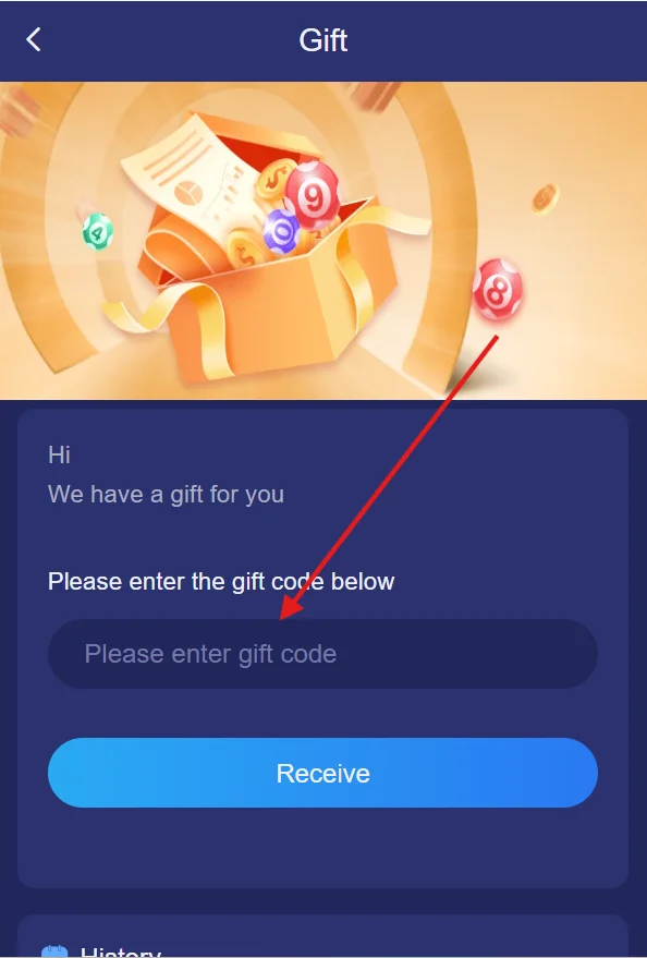 Enter “gift code”